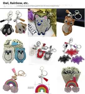 Sparkling rhinestone keychains in animal shapes with tassels and premium metal rings
