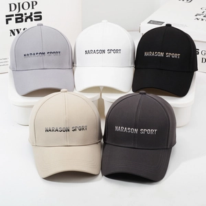 Five colors of Narason Sport baseball caps featuring curved brims and embroidery
