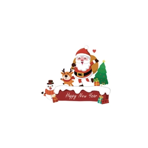 Self-adhesive watercolor Santa and reindeer wall stickers for 2025 Christmas decoration