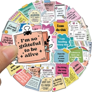 Macaron-colored aesthetic affirmation stickers for scrapbooking and water bottles