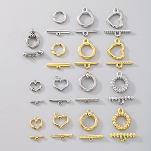 Assorted stainless steel OT toggle clasps in gold and silver for DIY jewelry making