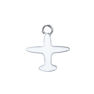DIY aircraft charm pendant in white enamel and silver alloy for bracelets and keychains