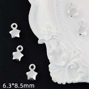 Silver star alloy charm 6.3x8.5mm for DIY jewelry making necklaces and bracelets