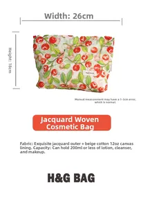 Neceser de maquillaje jacquard floral con medidas 26x18cm y forro interior de lona