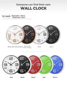 Modern 12-inch silent wall clock collection featuring rose gold and silver bezel options