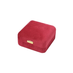 Red velvet jewelry gift box with gold metal clasp for rings and necklaces