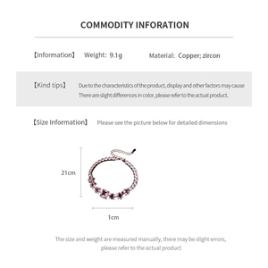 Detail view of purple zircon bracelet with weights and size measurements 9.1g