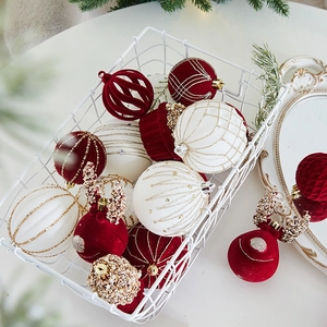 Christmas Ornaments Flocked Glitter Plastic Hanging Balls Reindeer Candy For Xmas Tree Holiday Party Home Decor