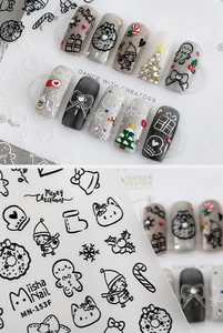 Detail of Miisha Nail MN-153F Christmas embossed stickers with Santa and gingerbread man