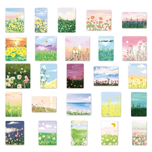 50 autocollants de fleurs style peinture à l'huile pour décoration de tasses et bagages