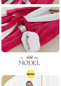 Détail d'un peignoir d'hiver épais en peluche rose et blanc avec un col moelleux