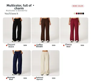 Detailed grid showing high-waisted wide-leg trousers in five distinct casual colors