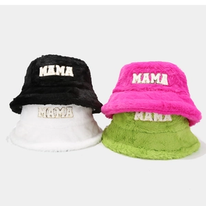 Cappello Alla Pescatora Da Donna In Pelliccia Sintetica Inverno Caldo Peluche Con Ricamo Patch Lettera MAMA Moda