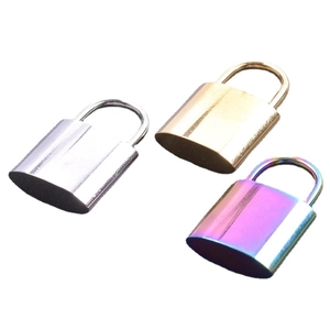 Three mini stainless steel locks in gold, silver, and rainbow finishes for DIY jewelry