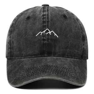 Vintage Washed Cotton Baseball Cap Distressed Adjustable Sun Hat With Mountain Embroidery For Outdoor Hiking Travel