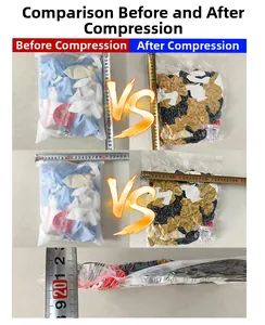 Visual comparison showing volume reduction of the balloon kit in vacuum storage bag