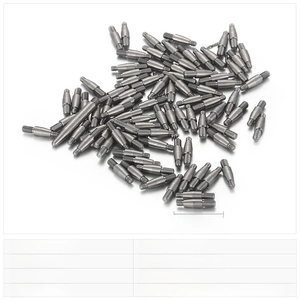 Macro detail of 12x3mm stainless steel threaded pins for furniture hardware and hinges