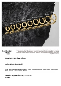 Macro detail of S925 sterling silver hoop earrings with micro-pave cubic zirconia inlay