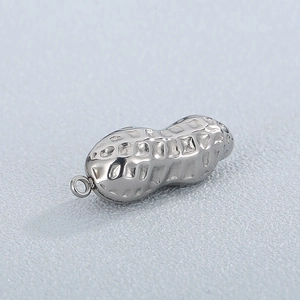 Minimalist peanut-shaped stainless steel pendant with realistic texture and ring connector