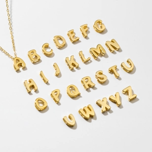Polished gold S925 silver 26 letters pendant collection for personalized jewelry sets