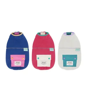 Winter dog fleece vest with colorful zipper pocket for small and medium pets