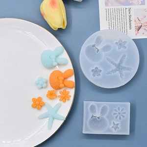 Silicone mold for DIY starfish and rabbit shaped fondant chocolate or clay crafts
