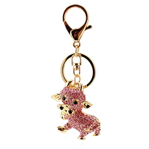 Simpatico portachiavi a mucca con strass rosa e metallo dorato per ciondolo borsa