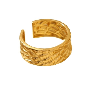 Verstellbarer goldener Titanstahlring mit elegantem, unregelmäßigem Gittermuster