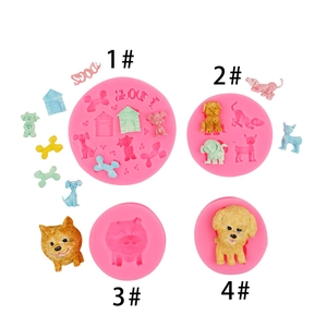 Moule En Silicone Chien Os Niche Shiba Inu Bichon Dessin Animé DIY Fondant Chocolat Argile Bijoux Décoration Gâteau