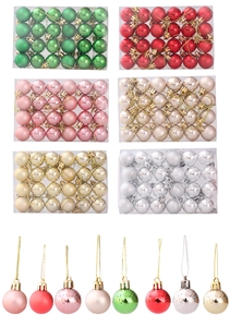 Close-up of 3cm Christmas balls in shiny and matte finishes with multiple colors