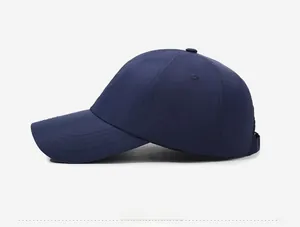 Side view of Navy blue quick-dry baseball cap featuring reinforced brim and vent holes