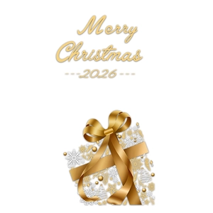 Golden Christmas gift box window stickers with stars and snowflakes on white background