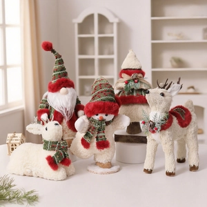 Ornamento Di Natale In Peluche Tessuto A Maglia Babbo Natale Gnomo Pupazzo Di Neve Renna Albero Decorazione Da Tavolo Stile Nordico