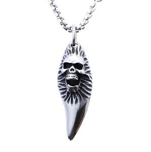 Halskette mit Totenkopf-Anhänger im Gothic-Punk-Stil in Vintage-Silber mit Metalloptik