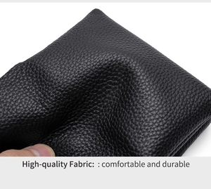 Detailed macro shot of premium black pebble grain leather texture showing soft durability