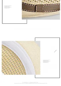 Détail d'un chapeau de paille avec bande de sudation respirante et ruban rayé