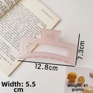 Pink matte acrylic hair claw clip dimensions and weight 12.8cm long and 41g weight