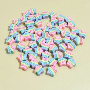 Detailansicht bunter 10mm sternförmiger Polymer-Ton-Perlen für DIY-Schmuckherstellung