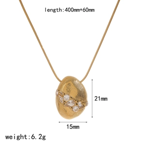 Luxury 18k gold plated stainless steel snake chain necklace with zircon pendant