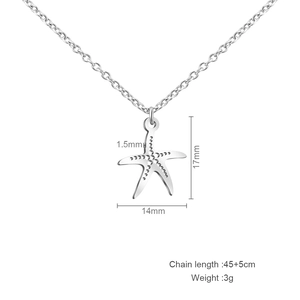 Détails du collier pendentif étoile de mer argenté avec chaîne 45+5cm et taille 14x17mm