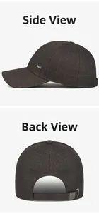 Detail of dark brown textured baseball cap with Sport metal logo and adjustable strap