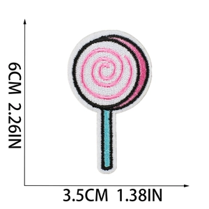 Lollipop fruit embroidery patch dimensions showing 6cm height and 3.5cm width measurements