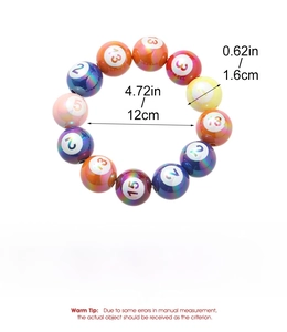Detailed technical diagram showing 1.6cm resin billiard ball beads with size labels