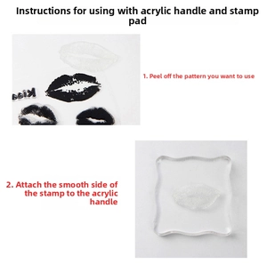 Clear silicone stamps with kiss lip patterns and acrylic handle for DIY journals