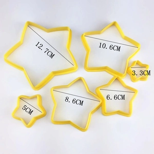 6pcs yellow star cookie cutters set in sizes 3.3cm to 12.7cm for baking and DIY cakes