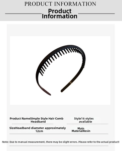 Close-up of resin hair comb headband with anti-slip teeth and 12cm diameter size