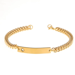 Zweireihiges gewebtes Armband mit 18K Goldbeschichtung und Sonnenmuster-Plakette