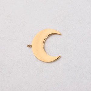 Golden mirror finish crescent moon horn pendant with connector loop for DIY jewelry making
