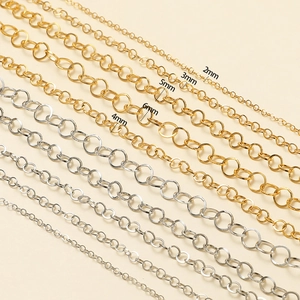 304 stainless steel O-chains in gold and silver colors, sizes 2mm to 6mm for DIY jewelry
