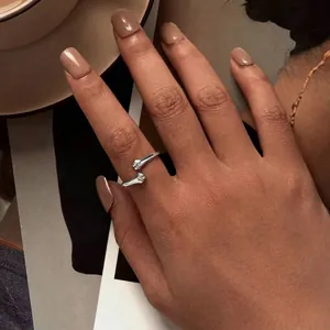 925 Sterling silver open ring with cute paw print wrap design for women